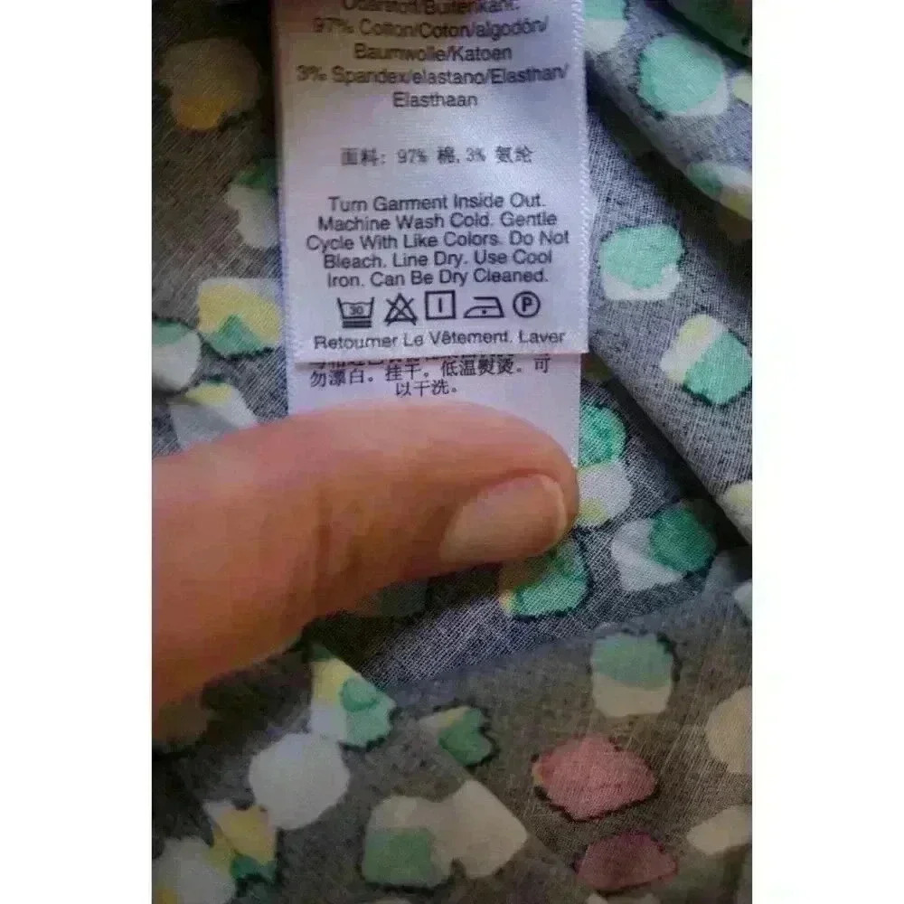 DKNY Drop Waist Printed Cotton Poplin Shirt Dress - Size 10 - Picture 16 of 16